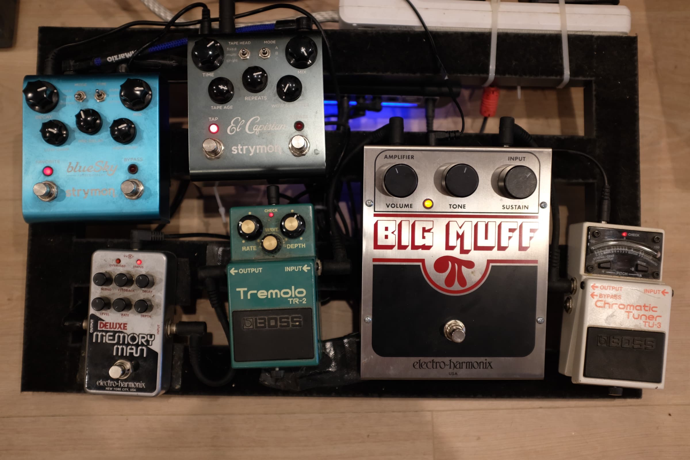 Photo of guitar pedal settings